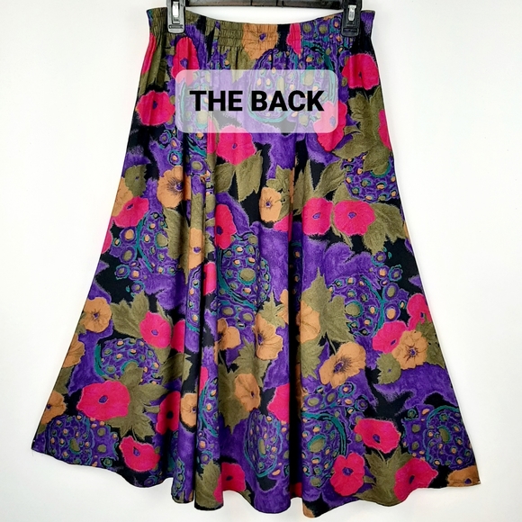 VTG Rebecca Stessens California Abstract Floral Midi Skirt Size Medium USA Made - Picture 7 of 12